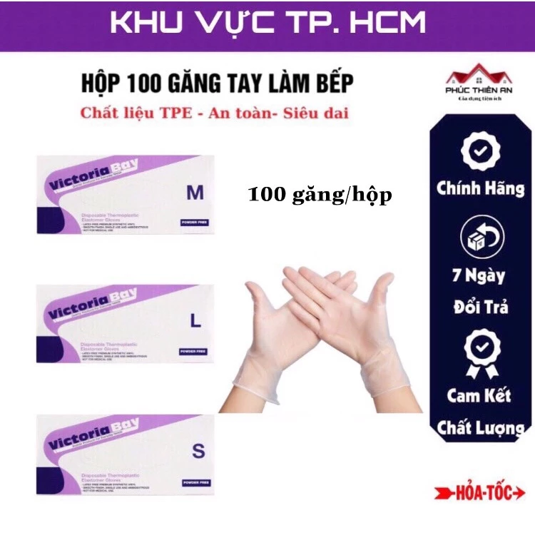 Hộp 100 găng tay nấu ăn, chất liệu TPE siêu dai - Victoria Bay