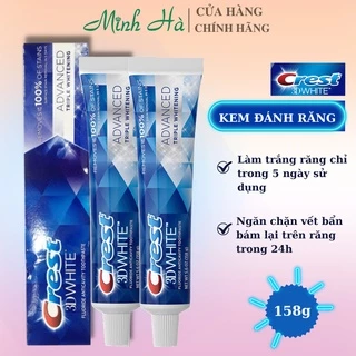 Kem đánh răng Crest 3D White Advanced Triple Whitening 158g trắng răng