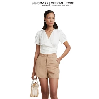 N&M Áo croptop Nữ tay ngắn chất liêu linen thoáng mát 2103058