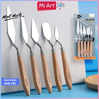 [Hỏa Tốc HCM] Bộ 5 Bay Trộn Màu Thép Không Gỉ Mont Marte - Studio Palette Knife Set 5pce - Stainless - MAPK0002