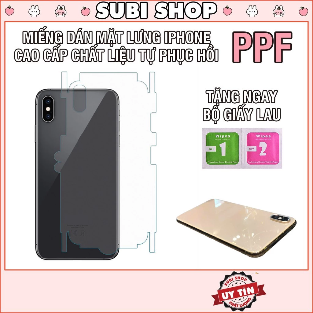 Miếng Dán Lưng Iphone PPF Mặt Sau Full Viền Chống Xước 6/6s/7/7plus/8/8plus/plus/x/xr/xs/11/12/13/14/pro/max/cacbon