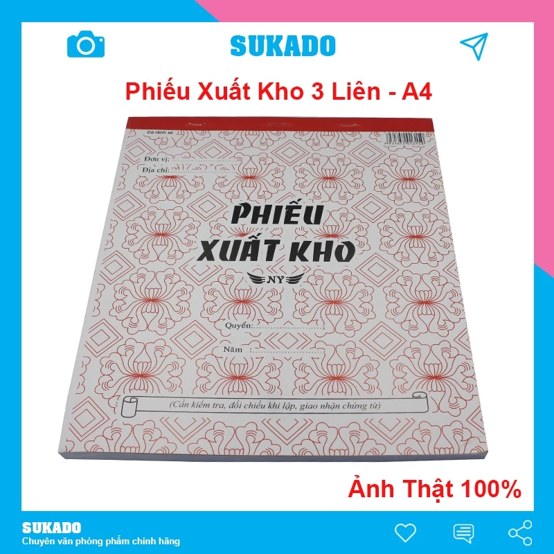 Phiếu xuất nhập kho A4 loại 3 liên 25x20mm, Xấp 150 tờ SUKADO