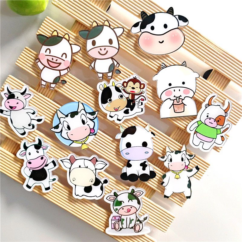 Sticker huy hiệu bò sữa cute