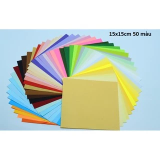 Giấy Gấp Origami 50 màu 50 tờ 15x15cm 70gsm ( 2 Mặt Đều Có Màu )