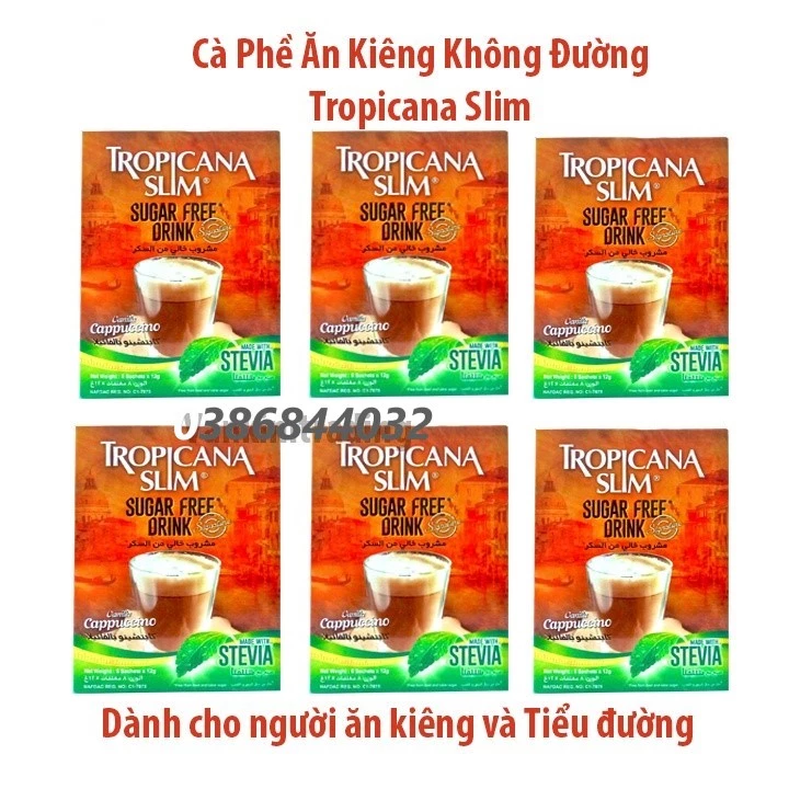 Combo 6 Hộp Cafe Ăn Kiêng Vị Latte / Cappuccino Thương Hiệu Tropicana Slim - Nhập Khẩu Indonesia