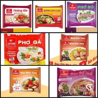 Phở gà/bò VIFON 65g/bánh đa cua hoàng gia 120g/bánh đa cua 60g/Bún riêu cua 80g/bún giò heo 65g/bún bò huế 65g