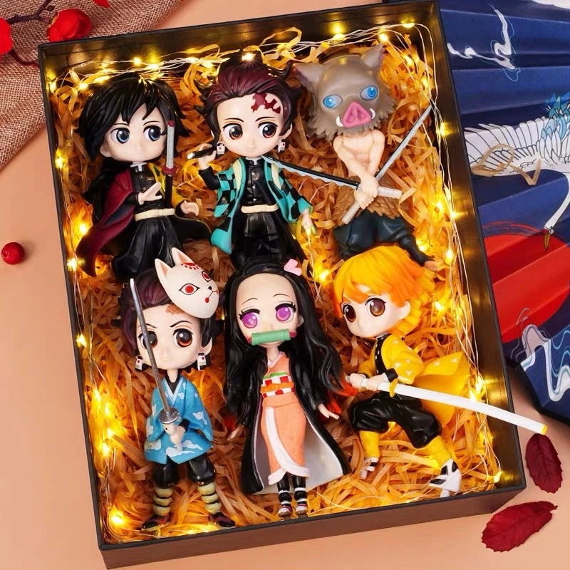 Set 6 mô hình chibi Kimetsu// no// Yaiba Demon Slayer Tanjirou/ Nezuko/ inosuke /zenitsu /giyuu///