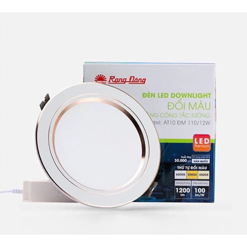 Combo 50 bóng [CHÍNH HÃNG ] Đèn LED Downlight đổi màu AT10 110/12W (G)