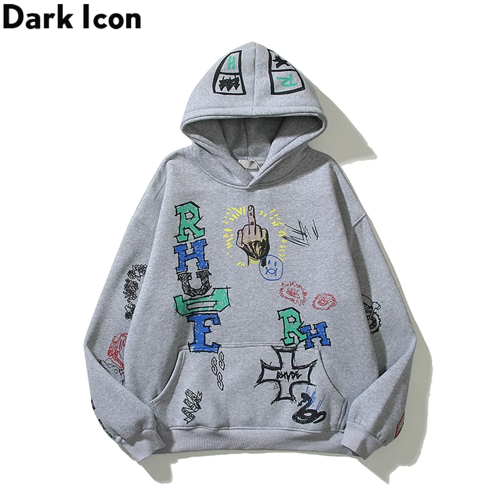 Áo HOODIE Họa Tiết Graffiti Vẽ Tay Phong Cách Đường Phố Dành Cho Nam Và Nữ