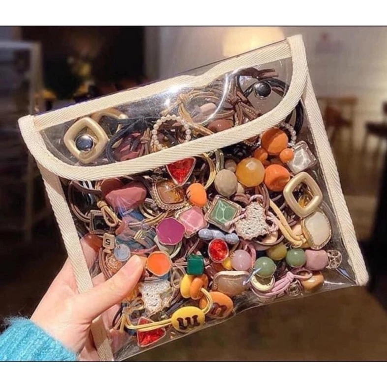 Dây buộc tóc🍒FREESHIP🍒 Set 20 chun buộc tóc túi nhựa trong mix nhiều hình dễ