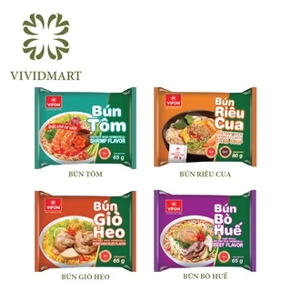 [Gói lẻ] BÚN TÔM (65g), BÚN RIÊU CUA (80g) CÓ TÚI RIÊU CUA THẬT, BÚN GIÒ HEO (65g), BÚN BÒ HUẾ (80g) – VIFON