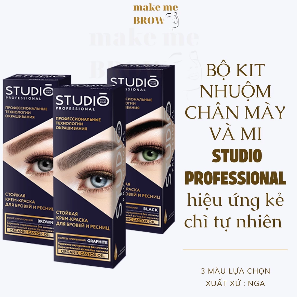 Bộ kit nhuộm lông mày và mi STUDIO PROFESSIONAL hiệu ứng kẻ chì tự nhiên 80ml - makemeBrow