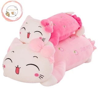 Gấu Bông Mèo Kitty Nơ Dâu - Gối Ôm Gấu Bông Mina