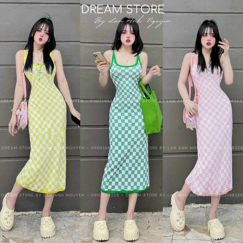 Đầm Body Caro Mpb Chất Gân Cá Tính Thời Trang Nữ Dáng Dài Đi Chơi Đi Dạo ATN CLOTHING