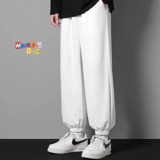 Quần Jogger Basic Pant Ulzzang Unisex Jogger Trơn Bo Lai Màu Trắng Dáng Rộng Nam Nữ - MM