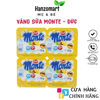 Váng sữa Monte hương vani - socola - 55g x 4 hộp [Date mới nhất]