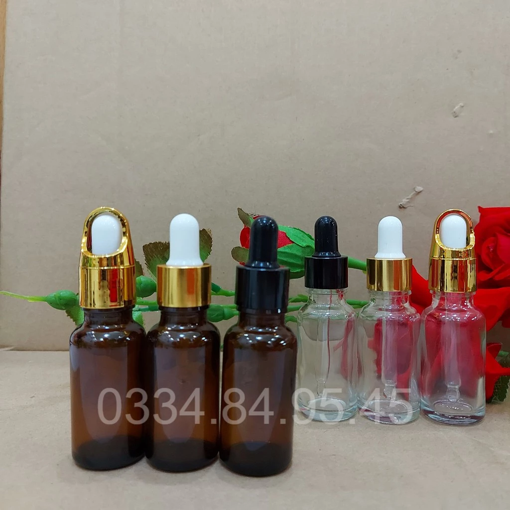 100 Chai thủy tinh NẮP BÓP 5ML 10ML - Lọ đựng tinh dầu, chiết serum