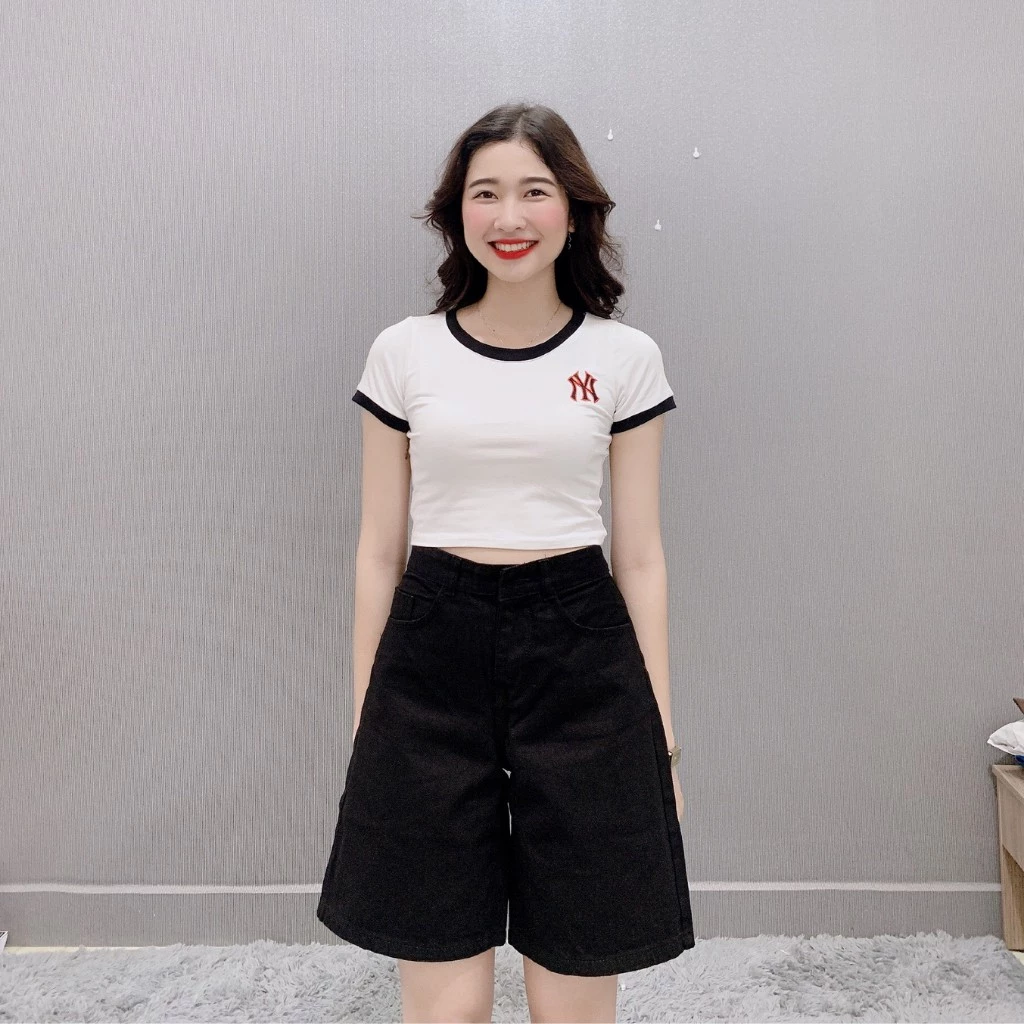Quần Short Kaki Lửng Ulzzang, Ống rộng lưng cao Dáng Hàn Quốc (Mã KKN)