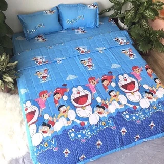 Chăn hè Doremon Bay Mền trần bông 3 mặt 2 lớp siêu nhẹ nhỏ gọn Cotton Poly 1M8x2M