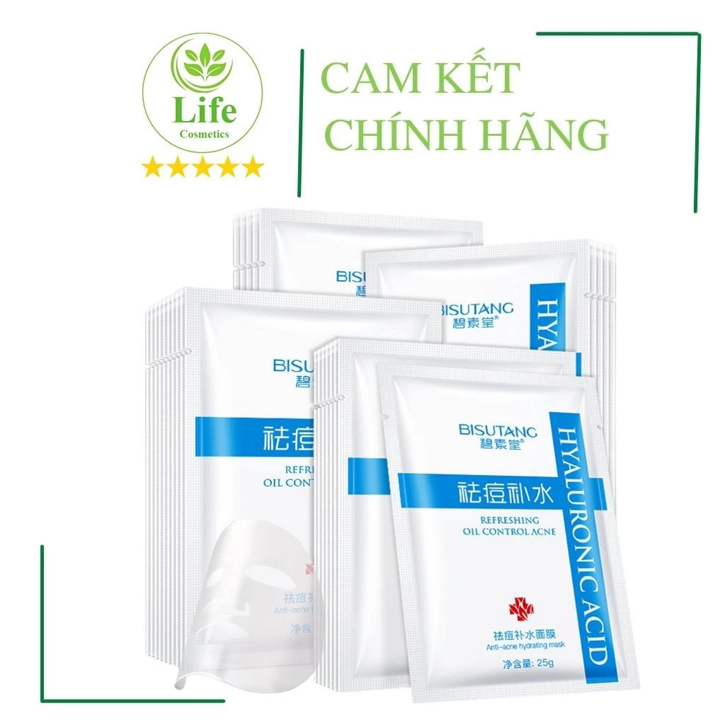 Mặt Nạ Giấy Giảm Mụn Mờ Thâm Bisutang - Mặt Nạ Kháng Khuẩn Da Kiếm Soát Nhờn Dưỡng Trắng Da Nội Địa Trung Life Cosmetics