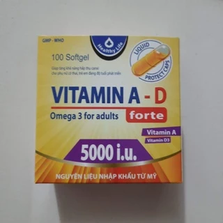 Viên dầu cá VITMIN A-D Omega 3 - Tốt cho người bị khô mắt, thị lực kém _ Hộp 100 viên