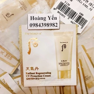 [10 Gói] Kem chống nắng tái sinh Whoo Radiant Rejuvenating UV Protection Cream SPF50+/PA++++