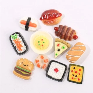 Charm các món ăn sáng với bánh mì, hotdog, hamburger, cháo cho bạn trang trí nhà búp bê, dán Jibbitz, vỏ ốp điện thoại..