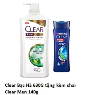 Dầu gội Clear Men bạc hà 630g tặng