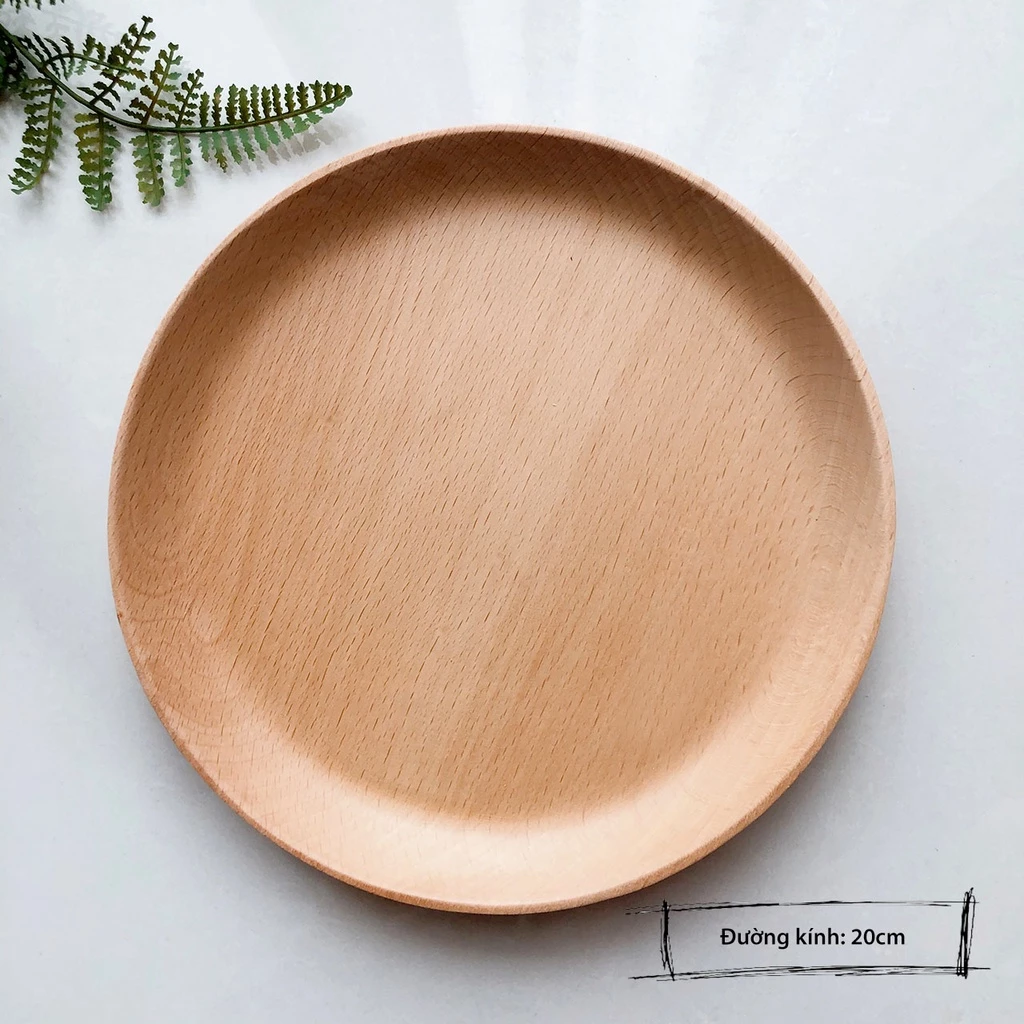 Đĩa gỗ decor SUWEN, khay gỗ tròn thớt để đồ ăn hoặc làm phụ kiện chụp ảnh, thớt gỗ Đức Thành