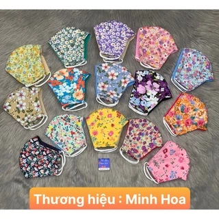 [HCM] Combo 5 khẩu trang vải 100% kate , họa tiết bông ,thương hiệu cao cấp MINH HOA , ảnh thật , bảo đảm giao đú