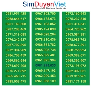Sim 09 Viettel đăng ký được V90B (1gb/ngày, gọi nội mạng miễn phí, 50 phút ngoại mạng)