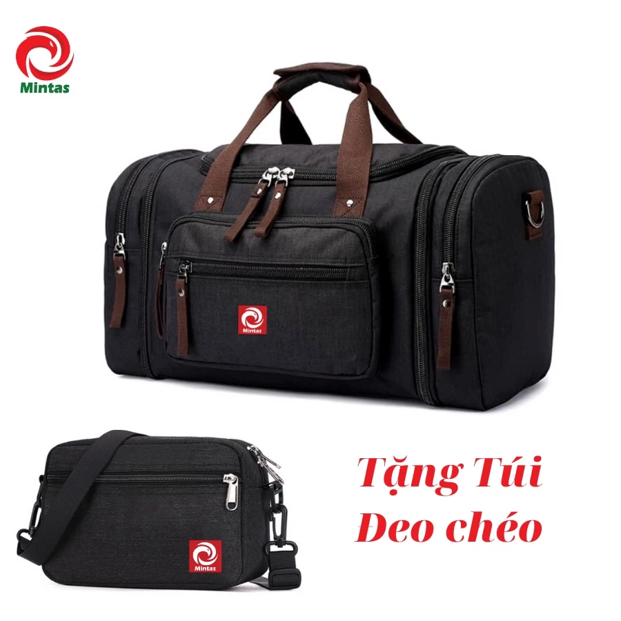 Túi du lịch cỡ lớn MTA-272 tặng túi đeo chéo MT-276 đen thời trang