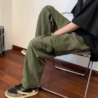 Quần Cargo Pants Ống Xuông Rộng Phong Cách Unisex Túi Hộp