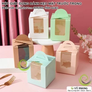 HỘP GIẤY KRAFT ĐỰNG BÁNH KẸO GIẤY CRAFT / GIẤY TRẮNG MÀU CÓ QUAI XÁCH ĐỰNG BÁNH KEM CUPCAKE HBK-0149