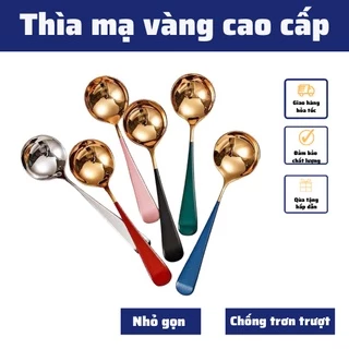 Thìa Muỗng Inox mạ vàng ăn cơm, cháo, soup cán dài nhiều màu sắc chống gỉ cao cấp sang trọng an toàn sử dụng