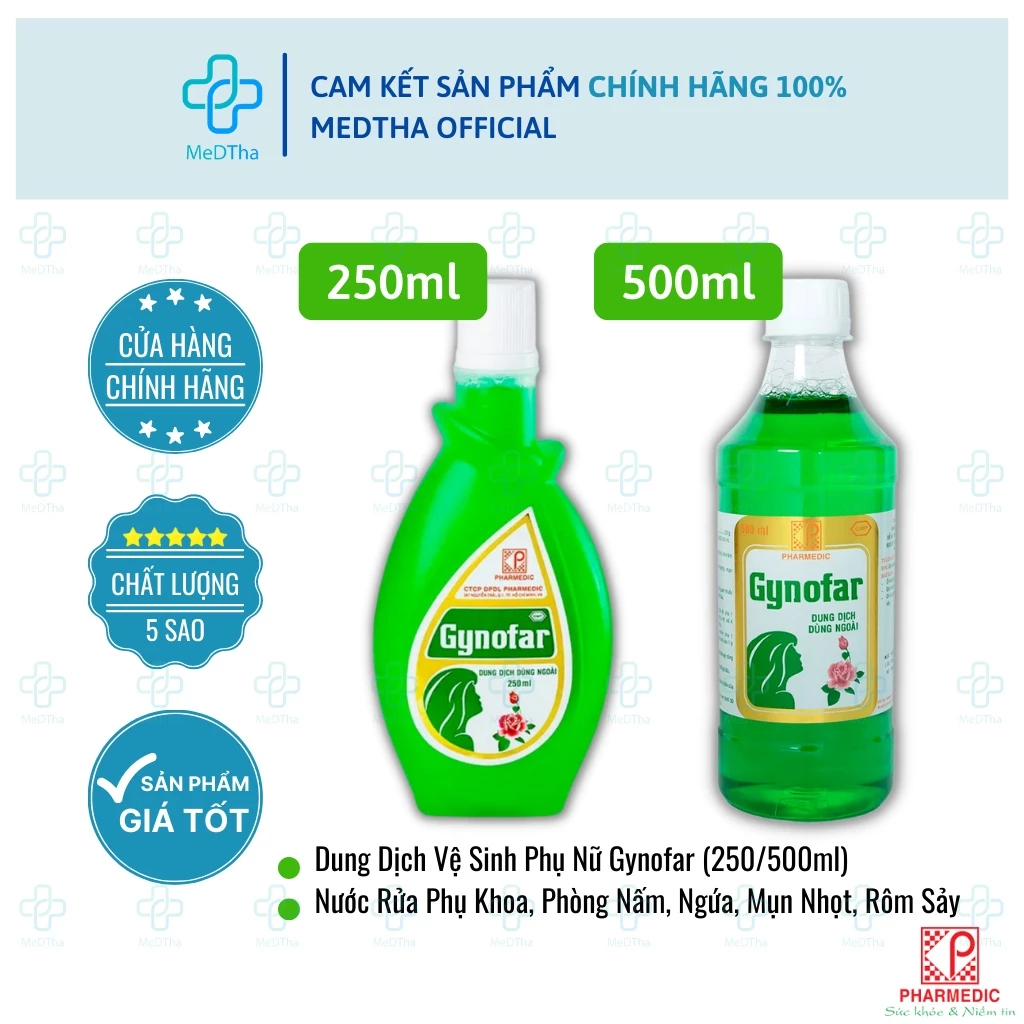 Dung Dịch Vệ Sinh Phụ Nữ Gynofar - Nước Rửa Phụ Khoa, Phòng Nấm, Ngứa, Mụn Nhọt, Rôm Sảy