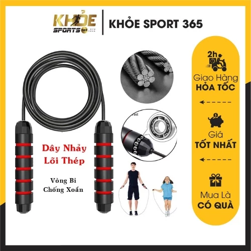 Dây nhảy lõi thép có tạ thể lực giảm cân đàn hồi hỗ trợ luyện tập thể dục, thể thao tiện lợi tại nhà _ KhỏeSport365