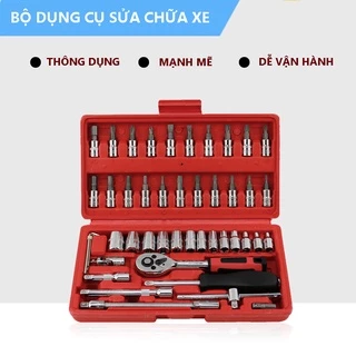 Bộ dụng bộ dụng cụ sửa chữa ô tô xe máy, mở bu lông ốc vít, đa năng 46 chi tiết