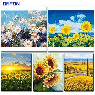 【ORFON】30×40cm với khung/ Hoa / Giải nén /tranh tô màu theo số /  tranh số hoá / tranh sơn dầu / quà tặng trẻ em