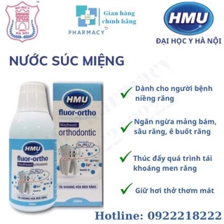 Nước súc miệng HMU Flour-Ortho niềng răng Đại học Y Hà Nội