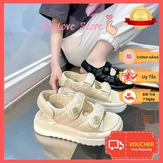 {Loại 1}Giày Sandal hoa chàm đế bánh mì Xăng đan hoa trà đế răng cưa 5cm