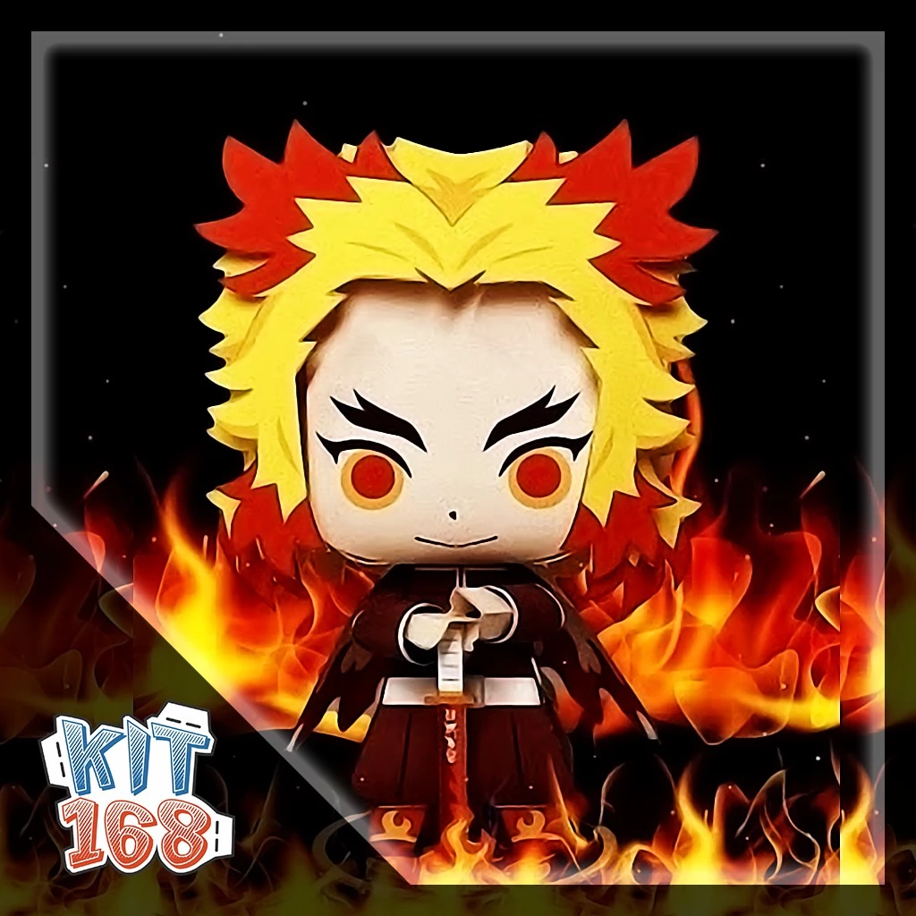 Mô hình giấy Chibi Kyojuro Rengoku Ver 3 – Demon Slayer (Kimetsu No Yaiba) + kit mô hình hộp trang trí