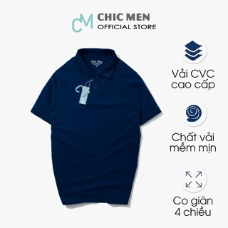 Áo POLO nam cổ bẻ BASIC,form regular, vải CVC, phong cách, màu Xanh Navy - CHICMEN