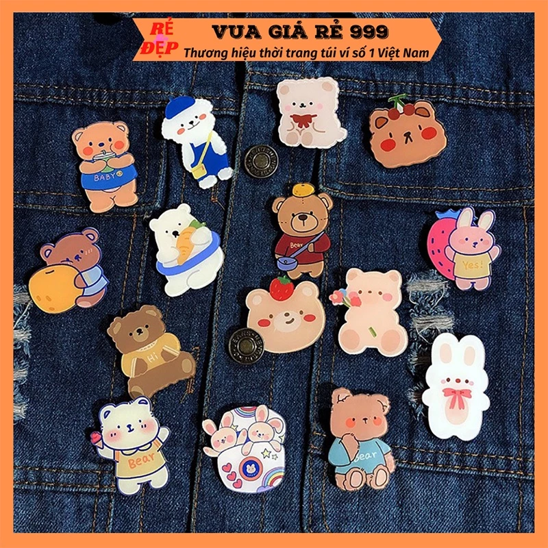COMBO 10 Sticker phụ kiện gim cài trang trí balo túi ví xinh xắn dễ thương VUAGIARE999 ST700