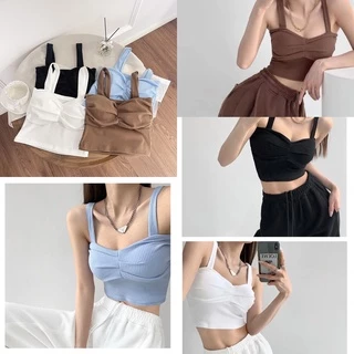 Áo Bra Nữ Cotton Tăm Kiểu Nhún Ngực 2 Dây Bản To Siêu Hot MS.K9