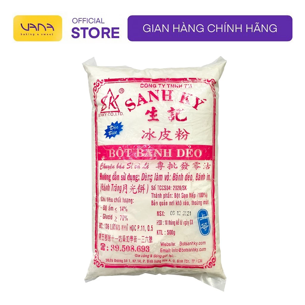 BỘT BÁNH DẺO GÓI ĐỎ SANH KÝ (BỘT NẾP RANG CHÍN) 500G