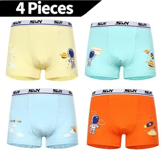 Set 4 quần lót boxer SMY thoáng khí họa tiết dễ thương cho bé trai