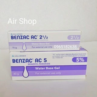 [Sẵn-15g/60g] Benzac AC 2.5% 5%🍃Date mới🍃 Gel hỗ trợ giảm mụn