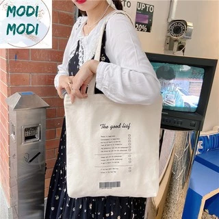 (Freeship từ 50k)MODI MD147- TÚI TOTE IN CHỮ "THE GOOD LIST"