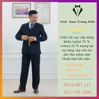 Vest Trung Niên Nam Chất vải Nhập Khẩu, Bộ Com Lê Nam Trung Tuổi Phom Dáng Sang Trọng, Lịch Sự